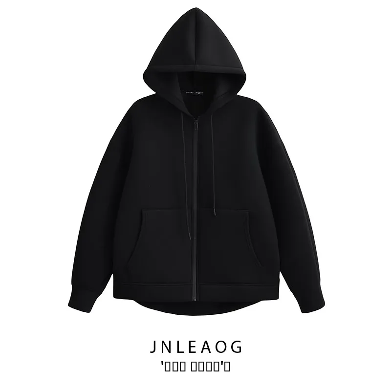 

JNLEAOG Faionable Толстовка на молнии Женская свободная посадка Длинный све круглый пуловер из полиэфирного волокна Цельный осенний новый A...