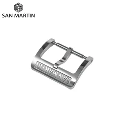 San Martin 18mm Watch Clasp Polished 316L Stainless Steel Logo Strap Pin Buckle Brushed Hebilla Correa Reloj Fibbia BK1820