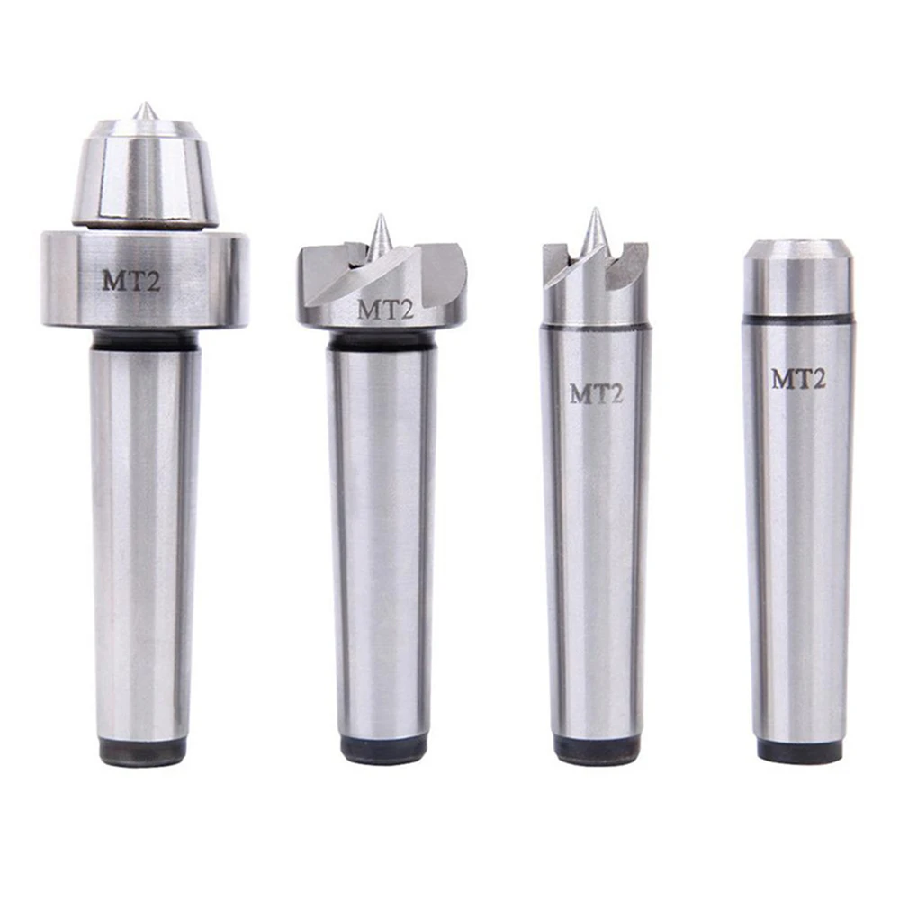 4Pcs MT1/MT2 Wood Lathe Turning Tool Spur Live Center Set Taper Tool For Wood Metalworking Bored Tailstock Lathe Milling Machine