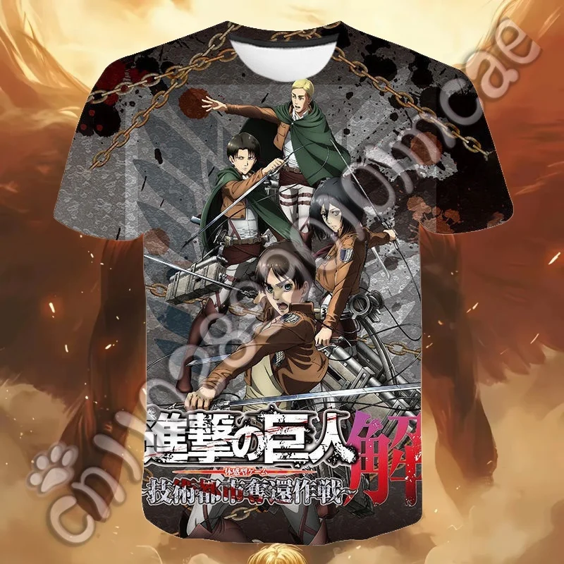 

2025/26 New Giant Attack on Titan 3D Printed T-shirt Men's Fashion Anime T-shirt Extra Large Women's Street Clothing Cool Top