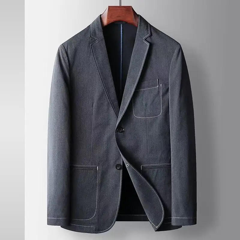 2025 Spring and Autumn New Men's Casual Suit Coat Light Luxury Quality Business Suit Top Cowboy Color Collection Line Design