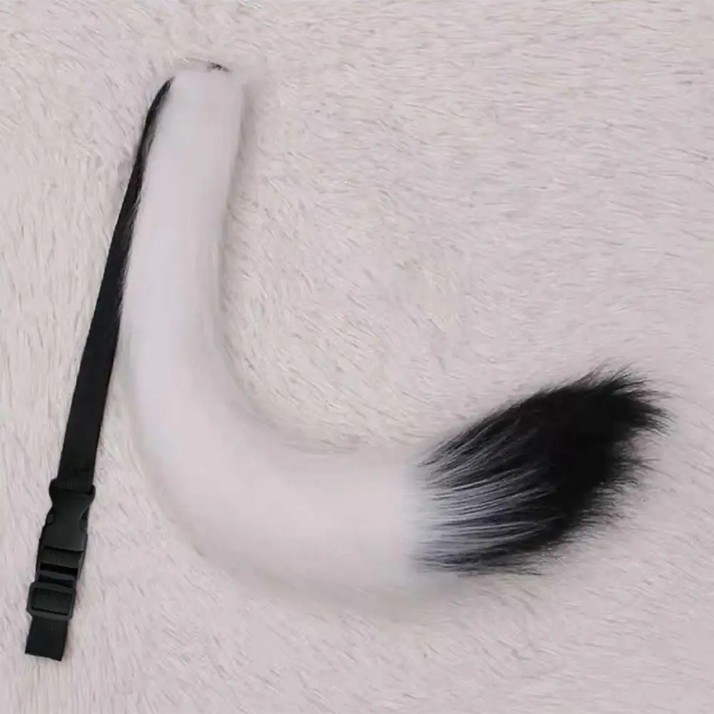 Faux Fox Tail Faux Fur Fox Wolf Tail Cosplay Props with Adjustable Belt for Japanese Style Costume Parties Kawaii Accessories