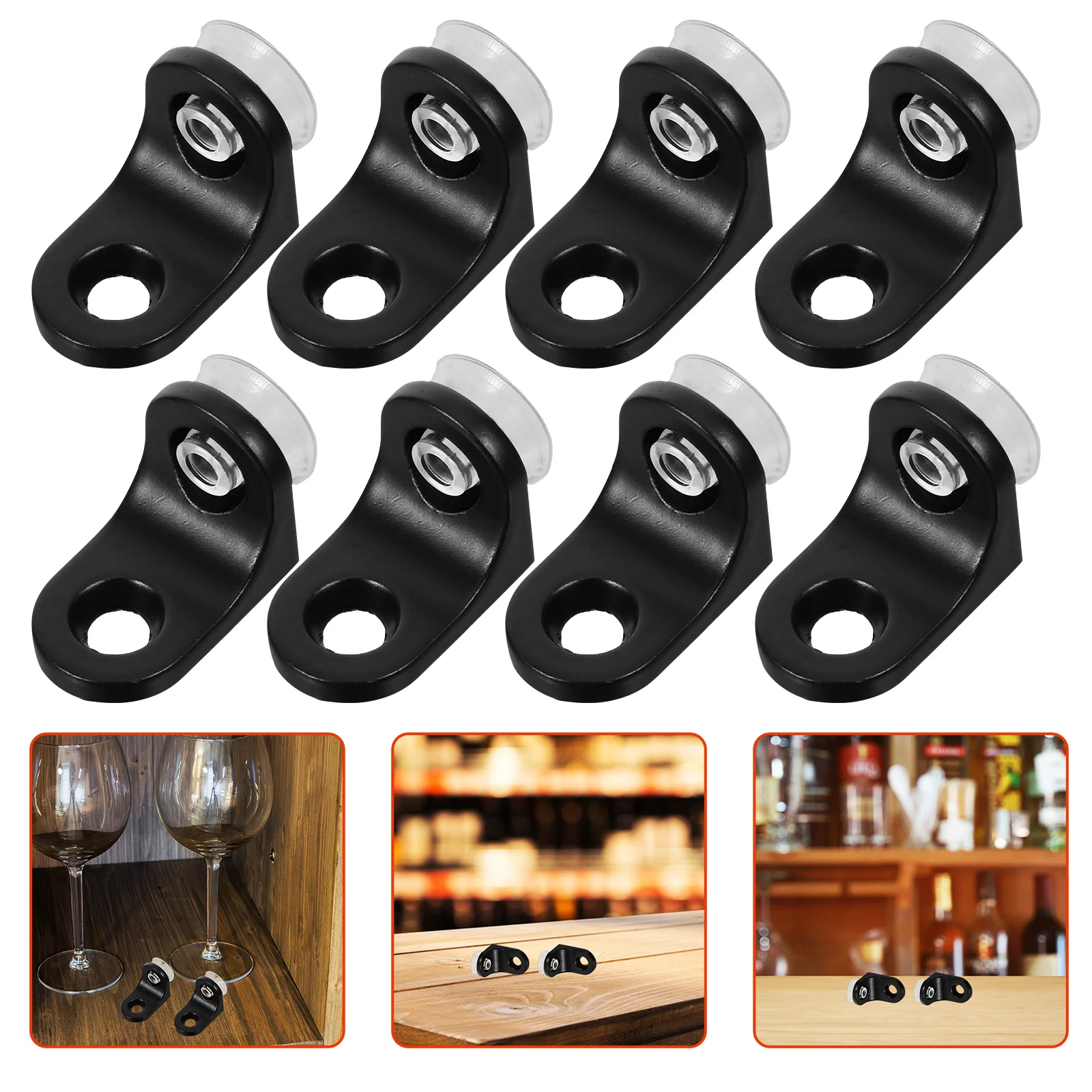 

20Pcs Glass Shelf Brackets Zinc Alloy Silicone Rounded Corner Suction Cup Support for Kitchen Wine Rack Display Shelves