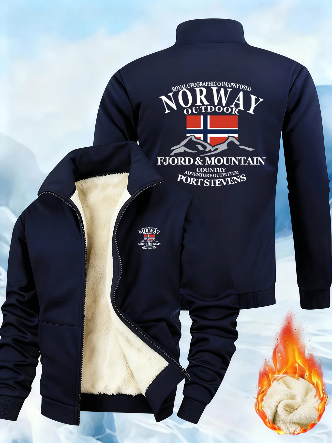 معاطف شتوية سميكة للرجال سترات رياضية غير رسمية من النرويج موضة ملابس الشارع الشهير بسحاب وياقة واقفة من الصوف بأكمام طويلة