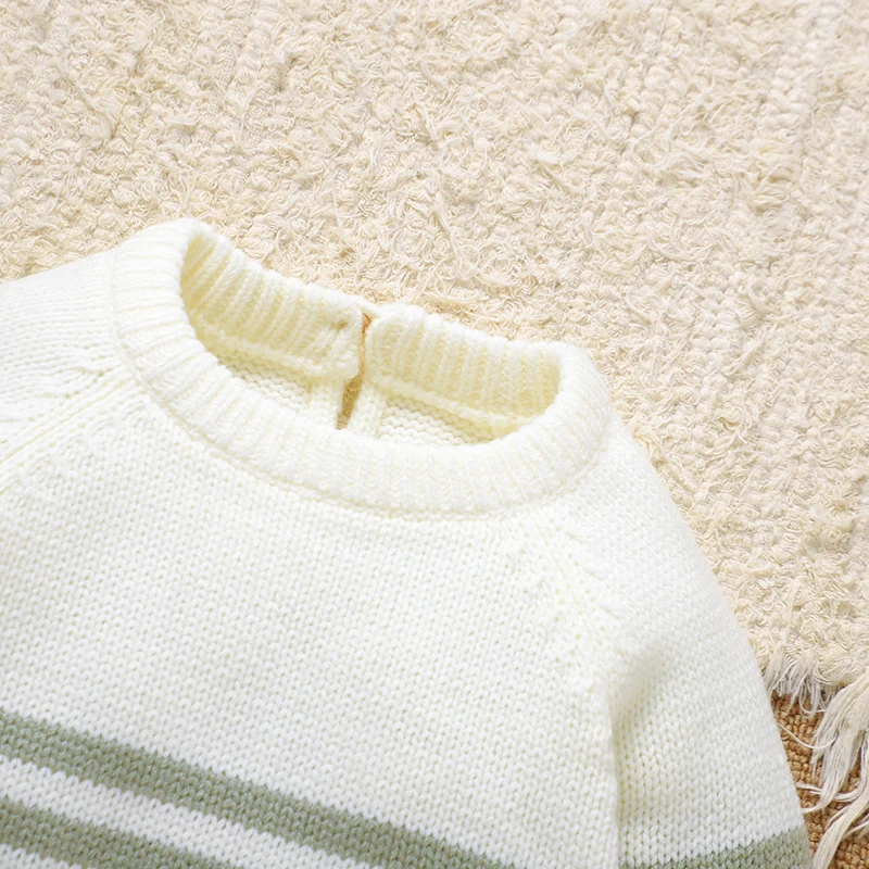 Infant Footed Jumpsuits Fashion Stripes Knit Newborn Infant Boys Girls Rompers Clothes One Piece Toddler Outwear Playsuits 0-18m