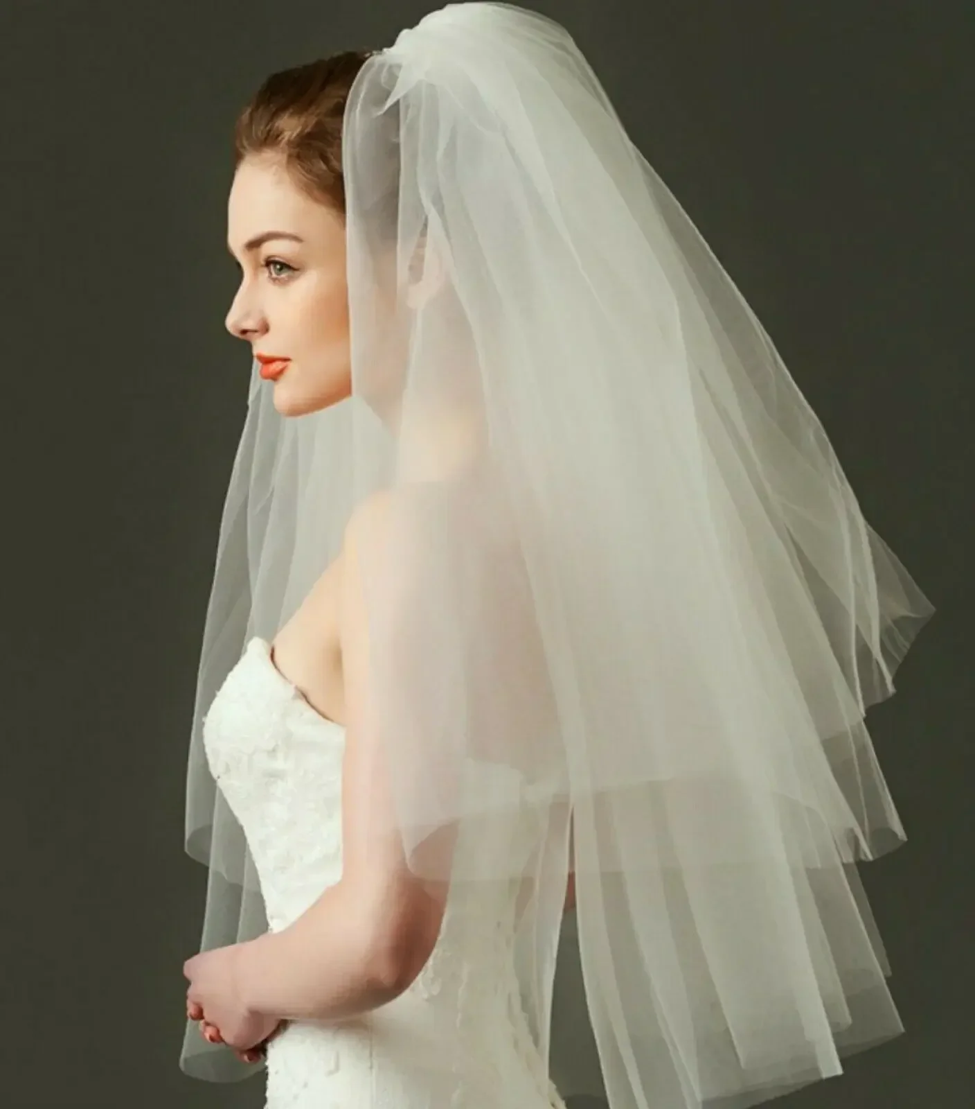 Velo de cabeza de pelo de boda para mujer, color blanco crema, para novia, gallinas, noche, con accesorio de peine