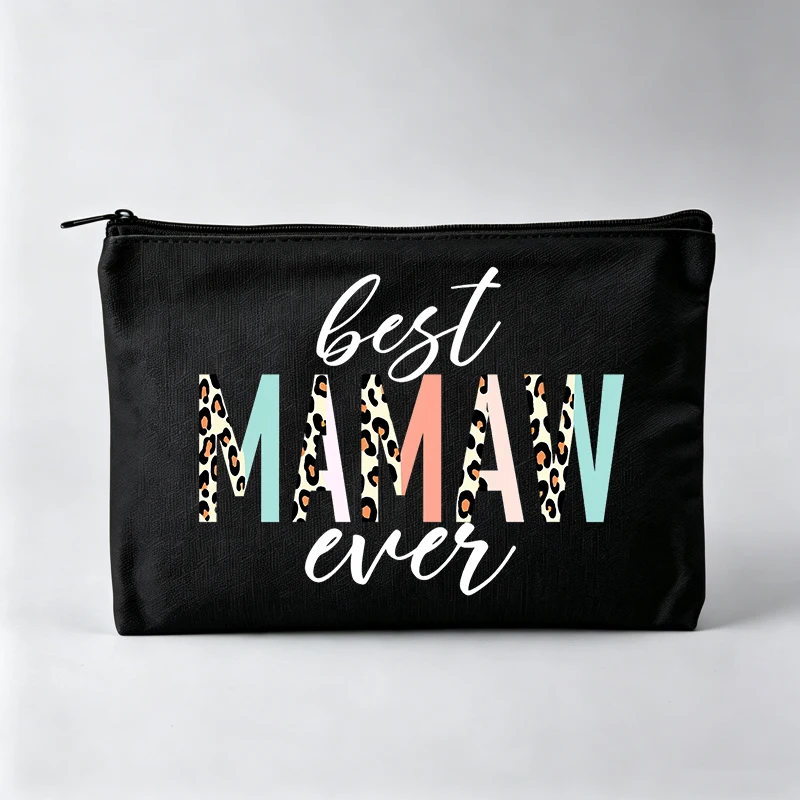Women's Leopard Letter Print Makeup Bag, Fashion Cosmetic Pouch for Daily Use