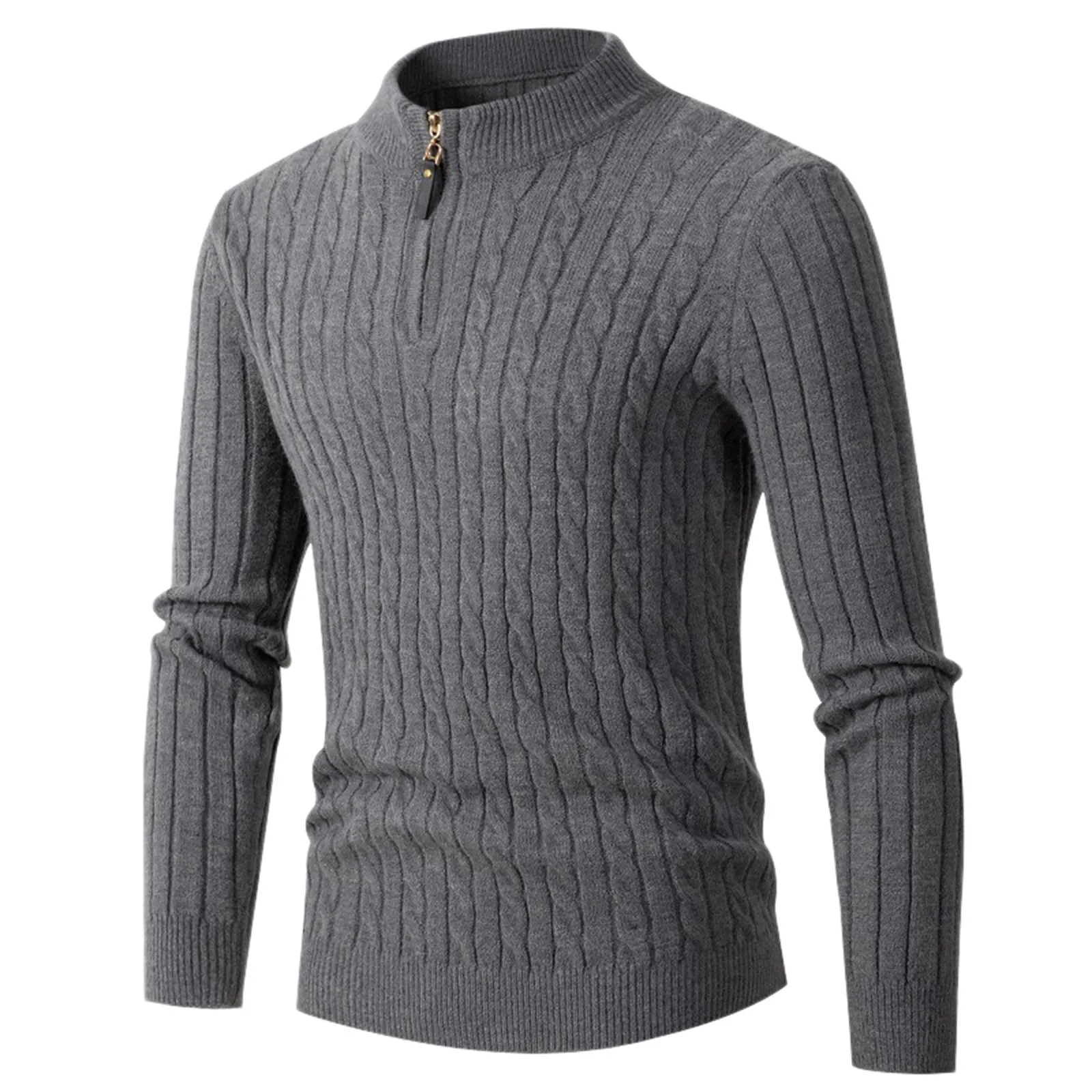 

Men's Sweater 2023 New Winter Half Zipper Pullovers Fried Dough Twist Knit Versatile Stand Collar Long Sleeve Men Warm Sweater