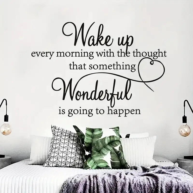 

1 pc wake up wonderful is going to happen Wall Sticker Pvc Wall Art Stickers Modern Fashion Wallsticker for bedroom home decor