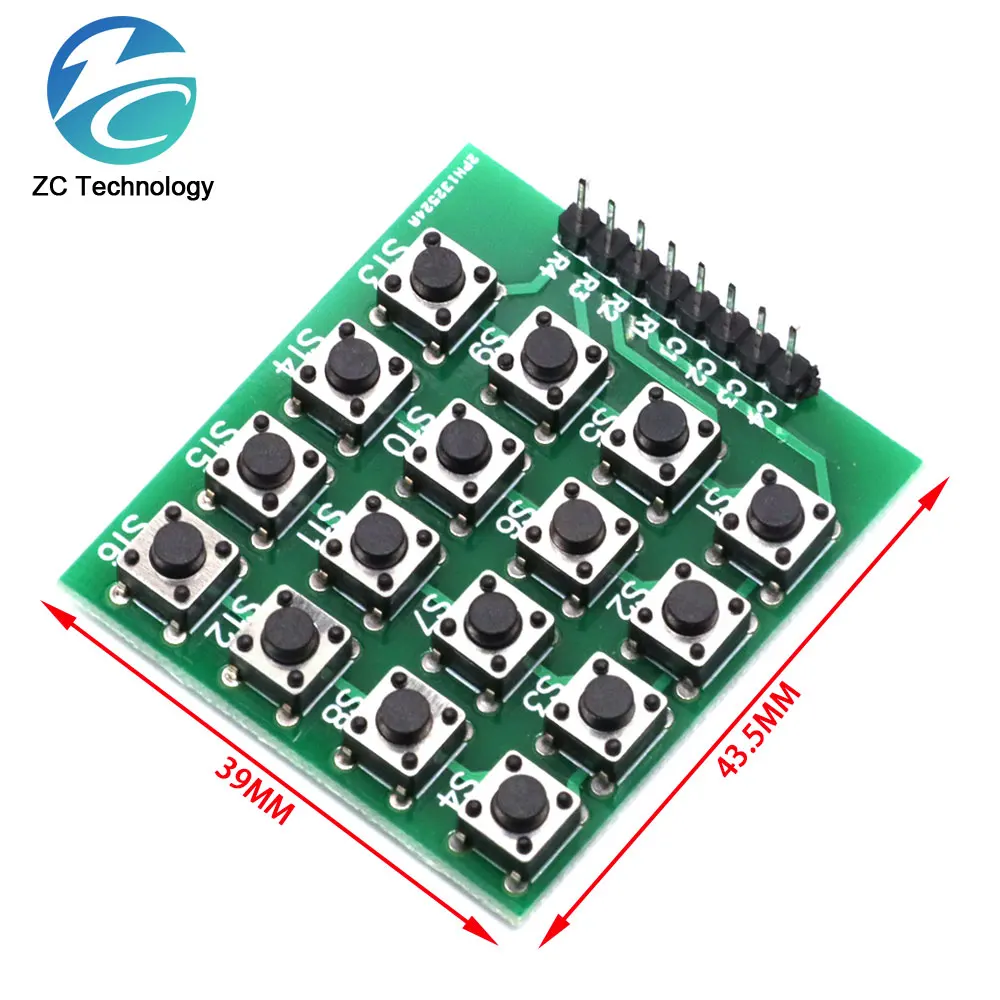 1/5/10PCS 8pin 4x4 4*4 Matrix 16 Keys Button Keypad Keyboard Breadboard Module Mcu for arduino Diy Kit