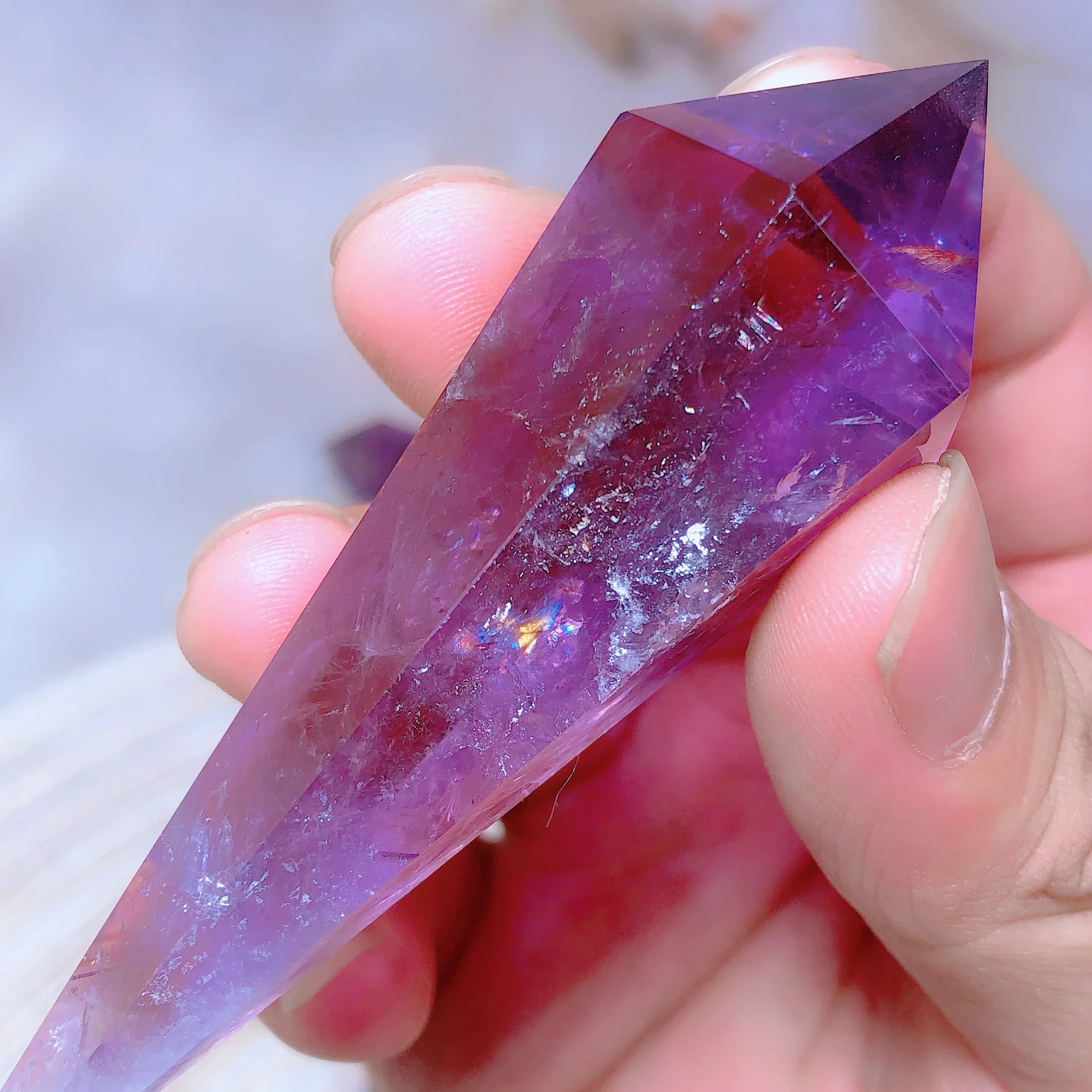 High Quality Natural Crystal Amethyst Tower Point  Wand Gemstones Healing Energy Reiki Mineral Home Decoration Mediation Gift