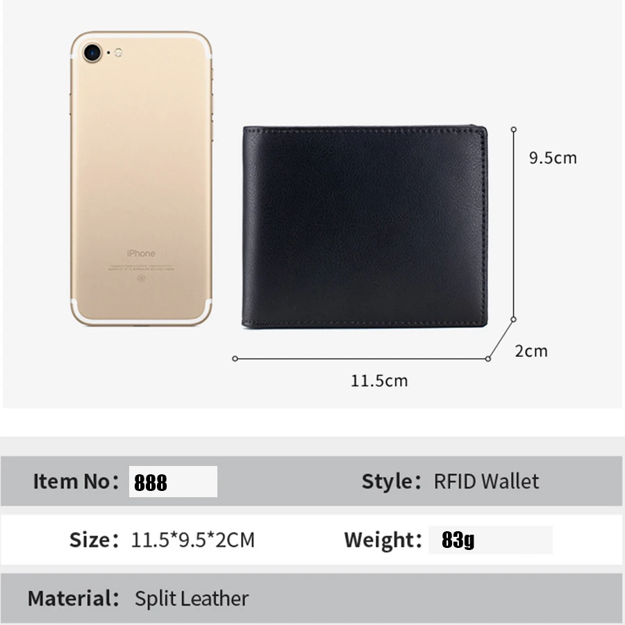 Men's leather wallet RFID Cowhide genuine leather wallet multi-function credit card holder