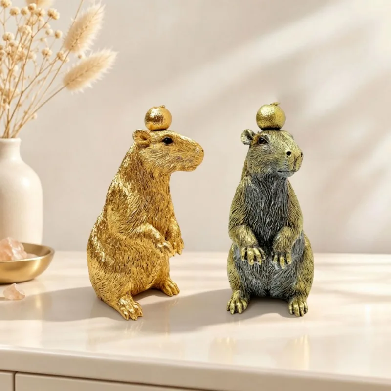 Cuddly Capybara Statue Resin Simulated Animal Model Office Desktop Decompression Decoration Home Bedroom Bookshelf Ornament Gift