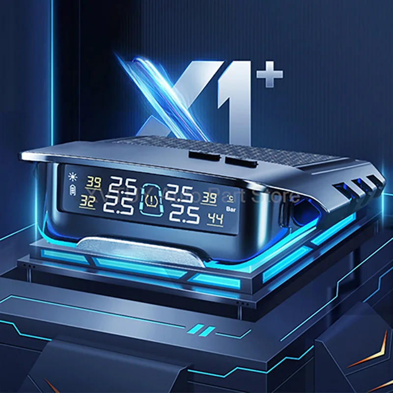 Tire Pressure Monitor High Precision Solar-powered TPMS with External and Internal Sensors 24-hour Monitoring Automatic Alarm