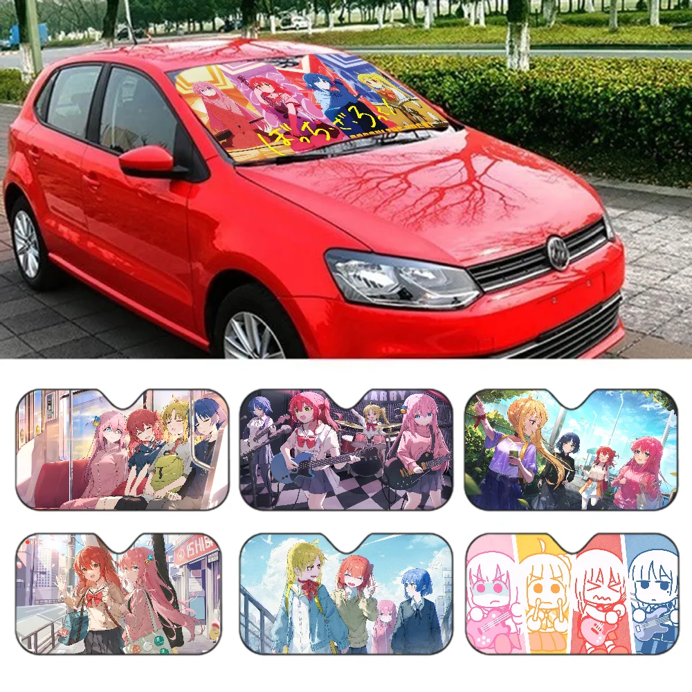 อะนิเมะ Bocchi เดอะร็อค! สาวเซ็กซี่ความแปลกใหม่รถด้านหน้ากระจกบังแดด 70x130 ซม.การ์ตูนฟอยล์รถกระจกหน้าต่าง