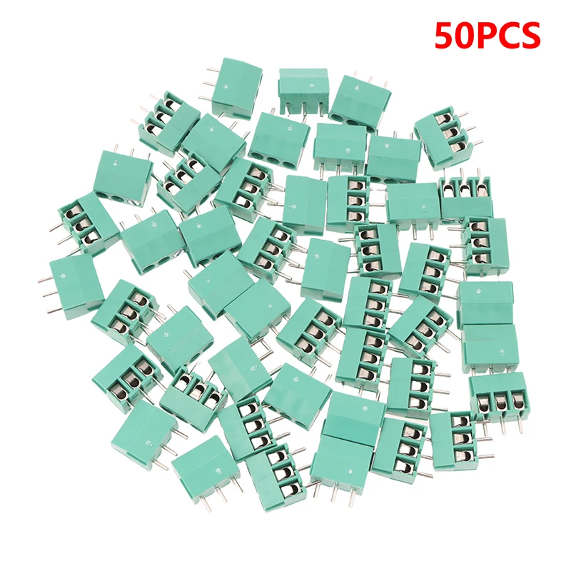 50pcs Kf350-2p 3p 3.5mm 300v 10A Pitch 2 3 Pin Spliceable Plug-in PCB Screw Terminal Block Connector FOR 24-18 AWG CABLE