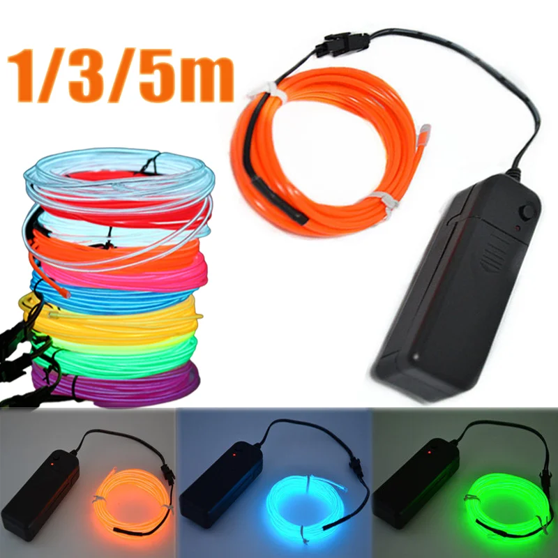 1/3/5 M EL Wire with Controller Car Ambient Lamp Car Interior Decoration Accessories Dashboard Console Ambient Lights