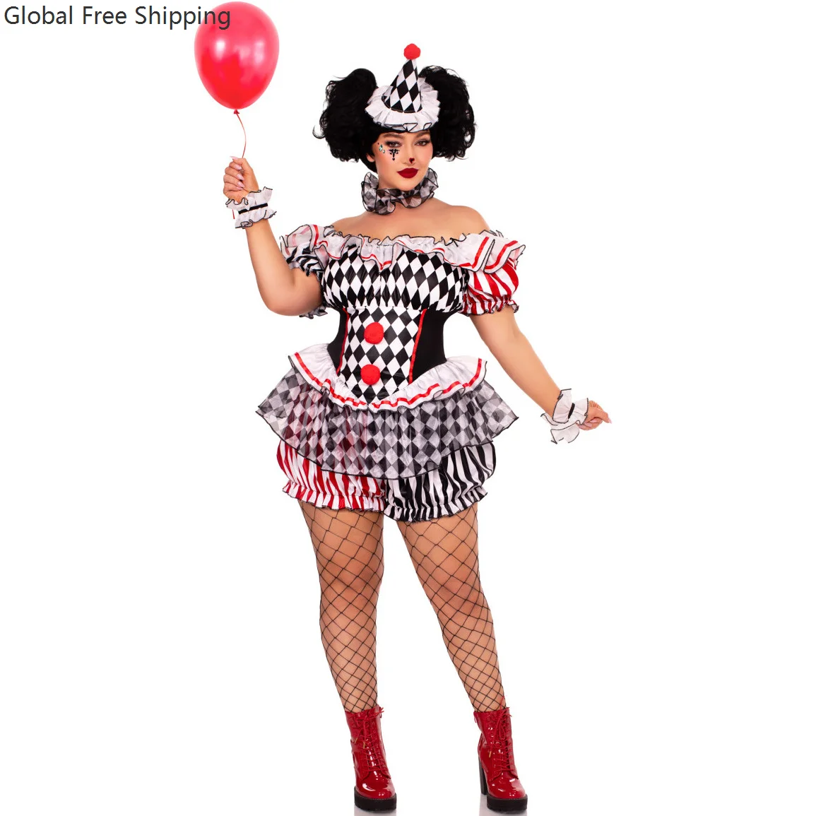 Disfraz de payaso para mujer, mono de actuación de circo, uniforme de juego de rol, fiesta de Halloween, carnaval, bufón, conjunto de escenario de teatro