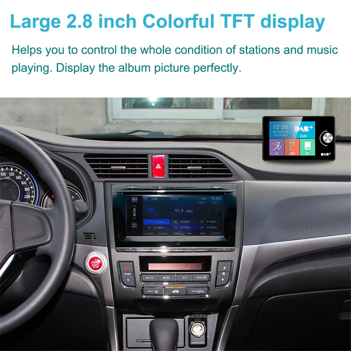 AB01 Radio Receiver in Car with Screen Stereo Sound Digital Signal Antenna Broadcast Adapter FM Transmitter