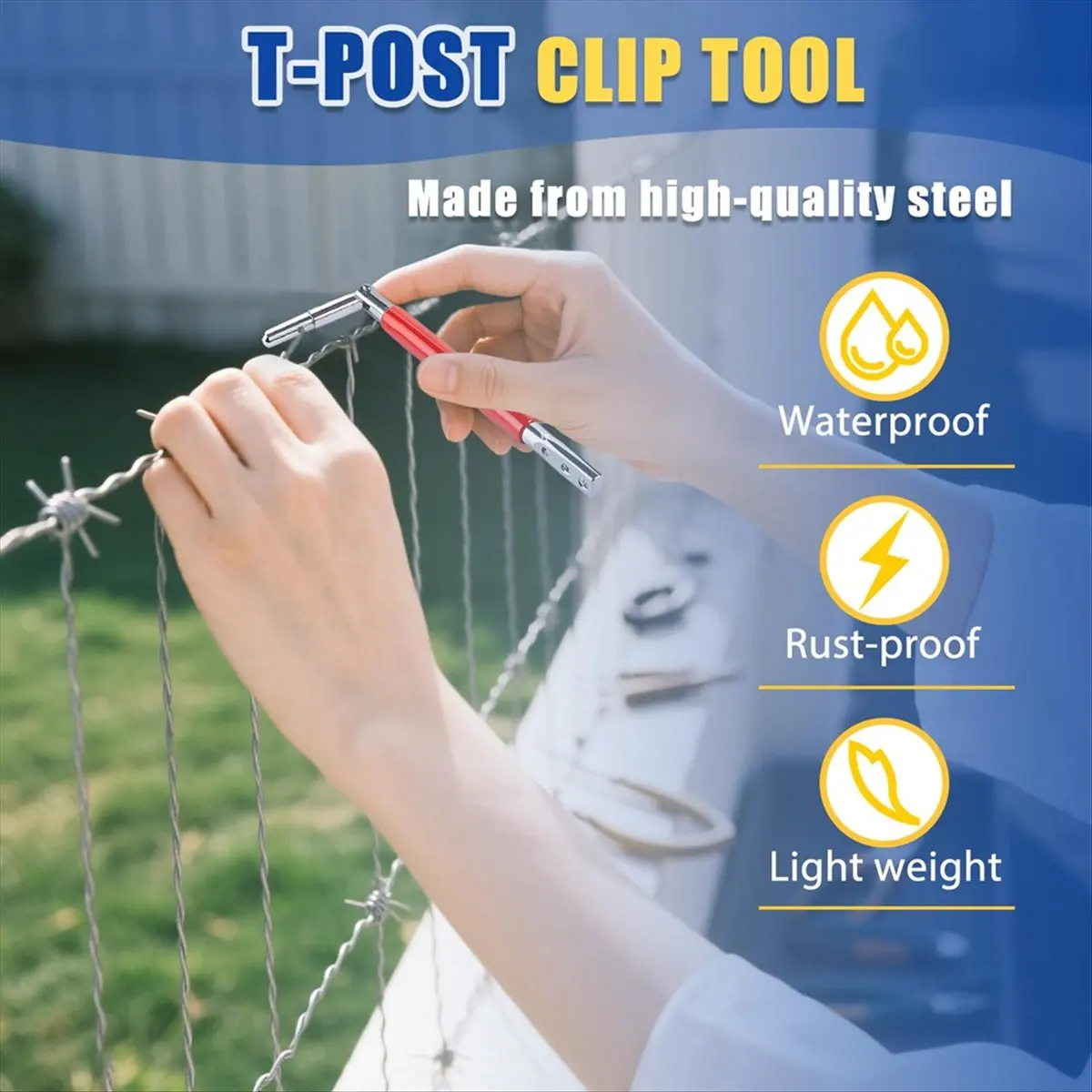 T-Post Clips Tool, Fixing Fence Clip and Wire Steel Bender T-Post Handheld Twisting Tool, Multi Functional Bender