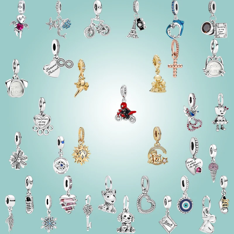 

New Hot Sale,Cute Dog&Pet Cat Charm Bead,Spinning Bike Charm&Angel's Wings Charm Bead,For DIY Women Jewelry,Fit Original Bracele