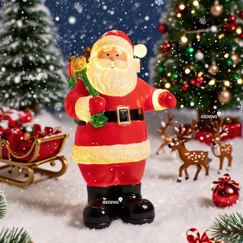 مبيعات المصنع مباشرة LED حديقة ديكور ضوء الراتنج سانتا كلوز تمثال في الهواء الطلق عيد الميلاد ضوء الزخرفية IP65 الصف #1