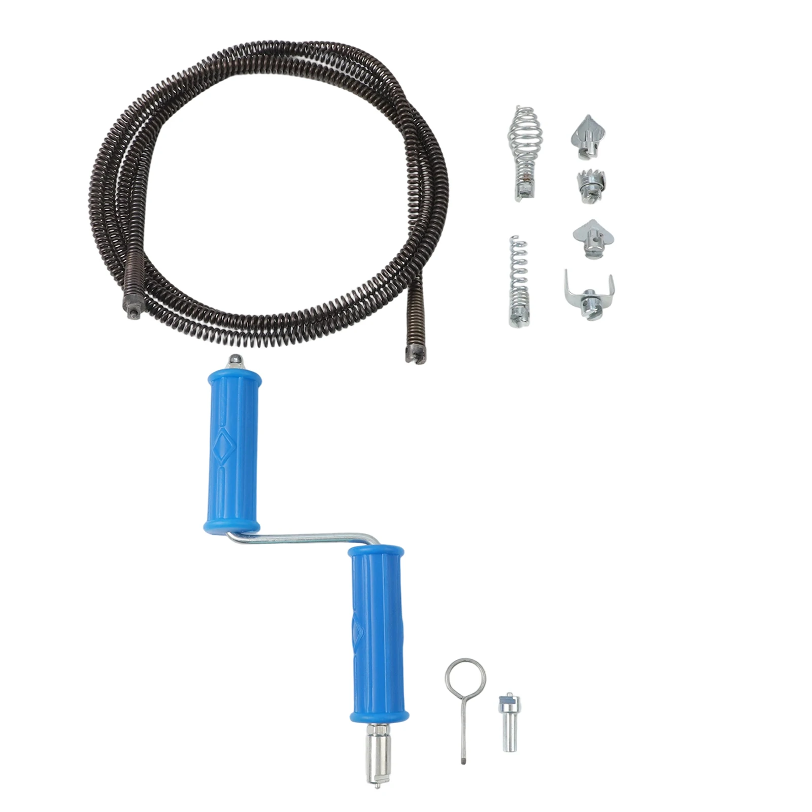 Steel Pipe Cleaning Spiral With 6 Interchangeable Cutting Heads For Electric Drain Cleaning Machine 12mm Diameter