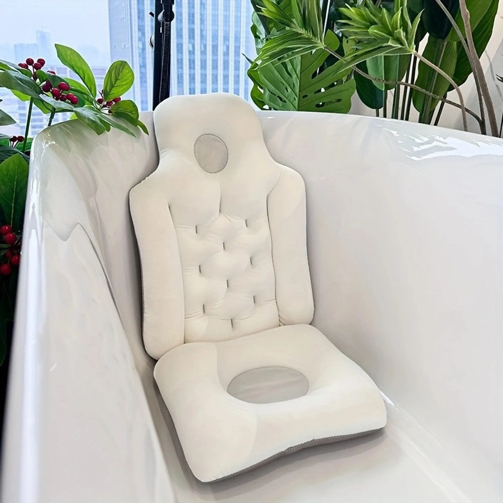 Non-Slip Bath Pillow with Air Mesh Neck Head And Back Support for Bathtub Universal Anti-Slip Mop Support Suciton Cup