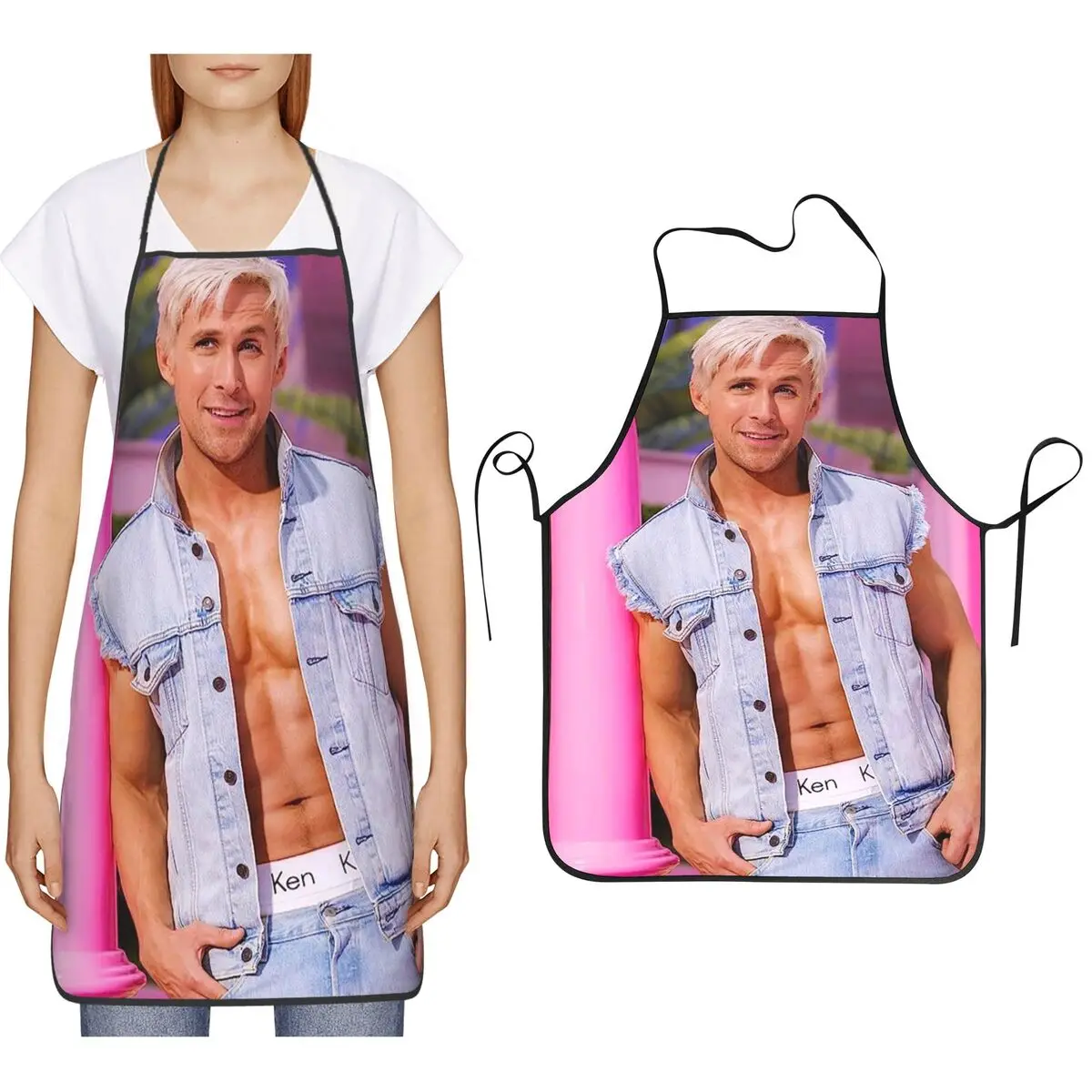 Funny Ryan Gosling Collage Apron Chef Cooking Cuisine Tablier Bib Kitchen Cleaning Pinafore for Women Men Painting
