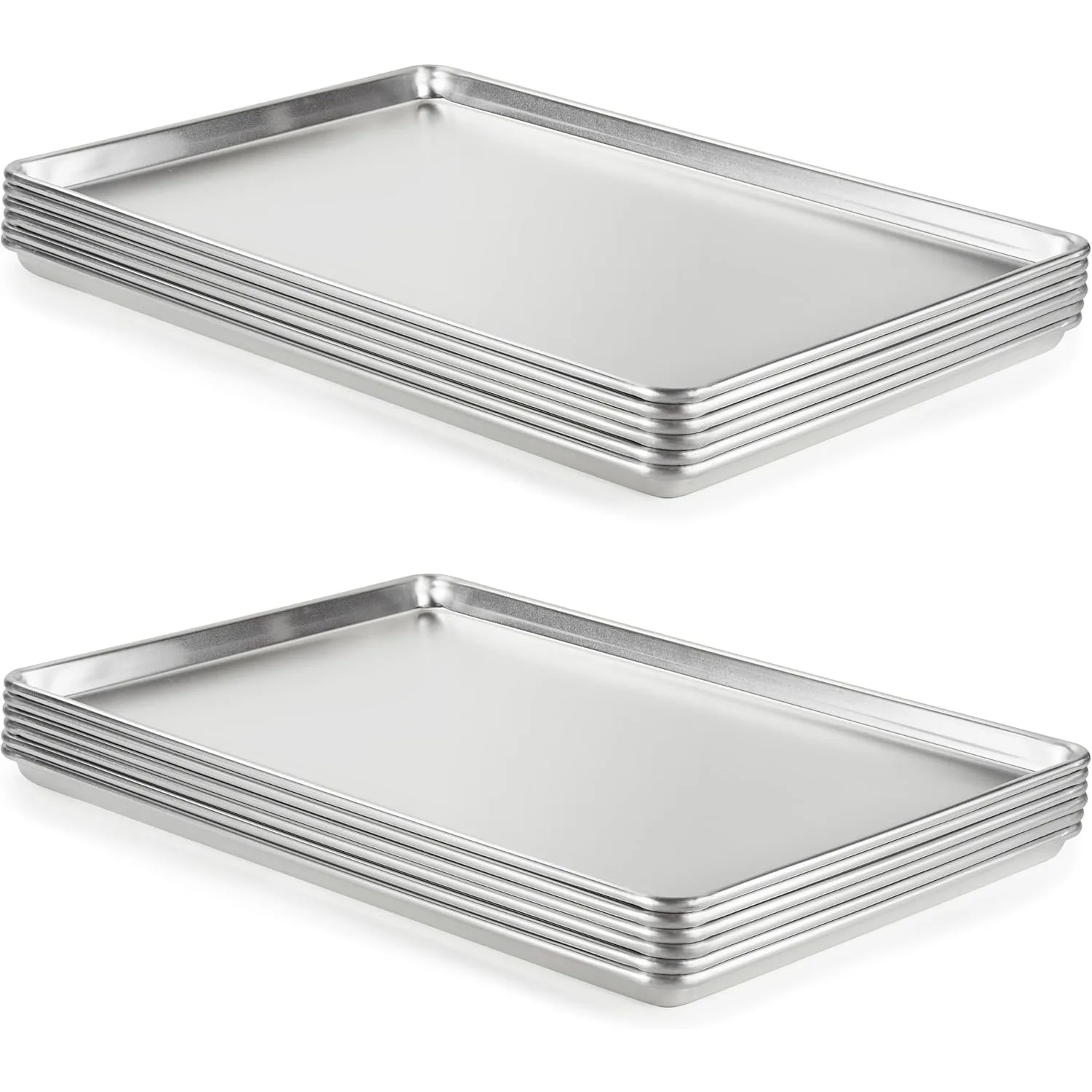 CURTA 12 Pack Aluminum Sheet Pan NSF Listed Full Size 26 X 18 Inch Commercial Bakery Cake Bun Pan Baking Tray