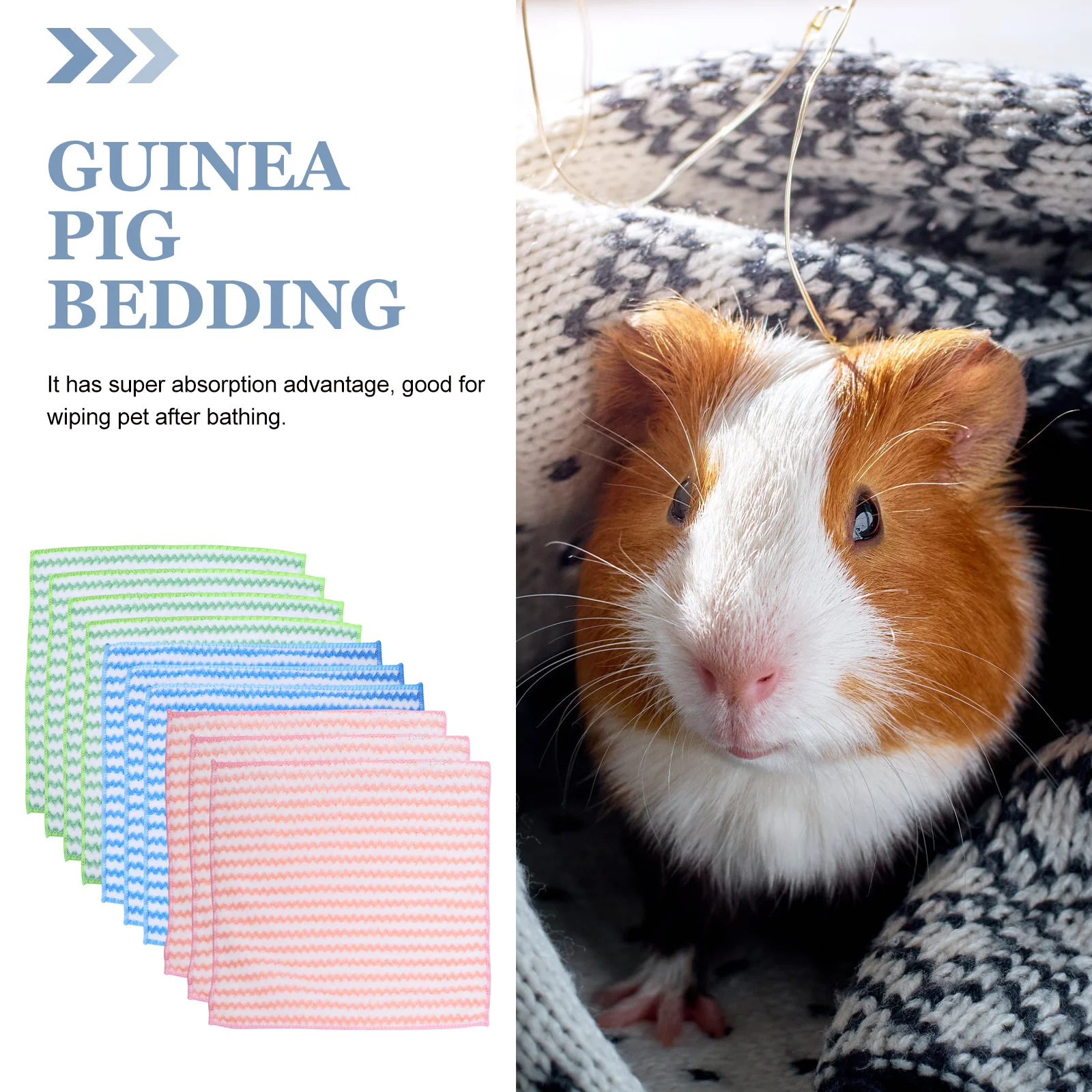 

10Pcs Guinea Pig Blanket Thickened Soft Fiber Absorbent Bedding Mat Warm Cage Liners Small Animal Supplies