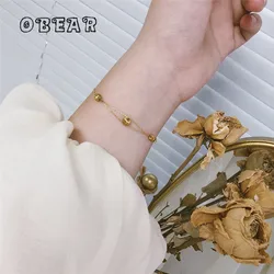 Minimalist Spacer Bead Bracelet Women Stainless Steel Plated 18k Gold Classic Charm Wedding Jewelry Accessories