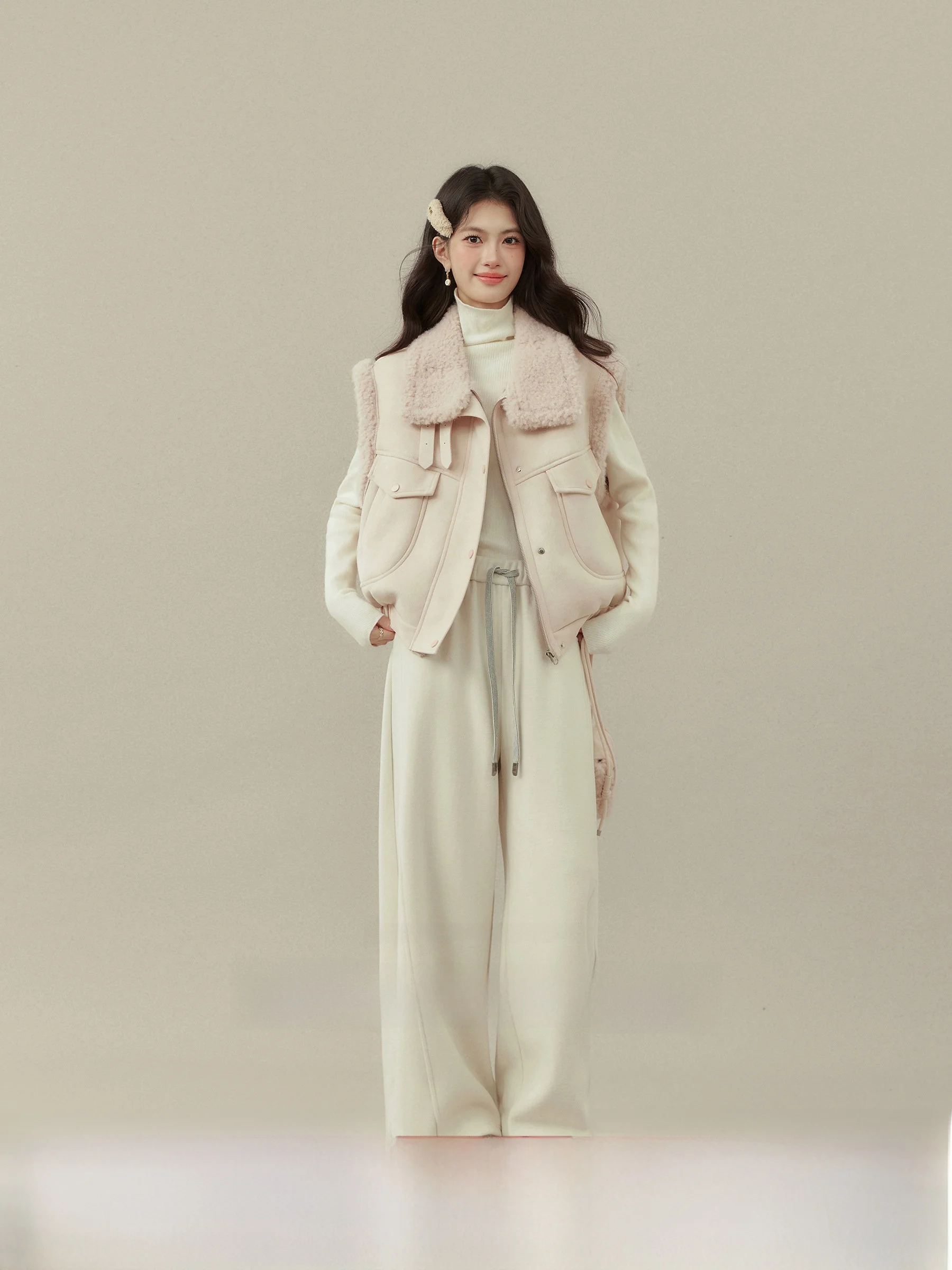 

Удобные утепленные широкие прямые повседневные брюки с высокой талией для женщин, осенне-зимние, модные, больших размеров