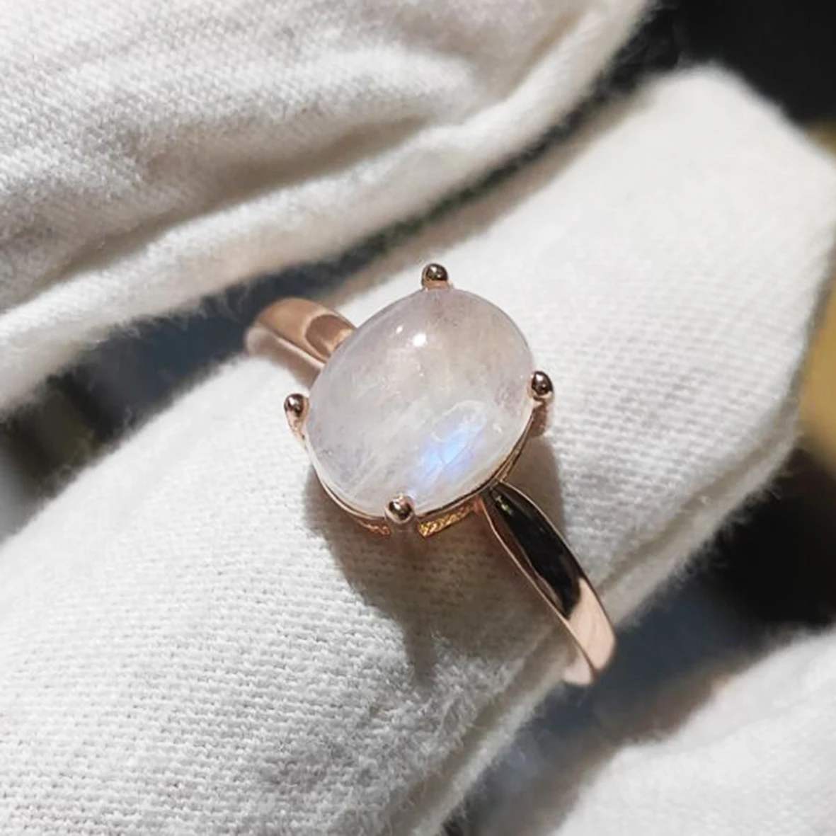 925 Sterling Silver Plating Rose Gold Moonstone Unique Engagement MoonstoneRing