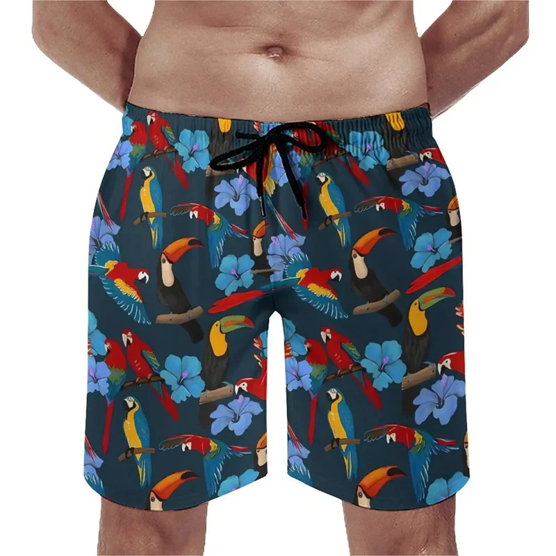 Pantalones cortos de playa con estampado de pájaros y animales para hombres y niños, a la moda ropa de calle, bañadores geniales, Harajuku, 3D, verano, nuevo