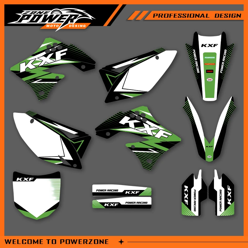 

Графические наклейки Powerzone, наклейки для мотоцикла KAWASAKI kX450F 2009 2010 2011, KXF450 KXF, фон на заказ 01