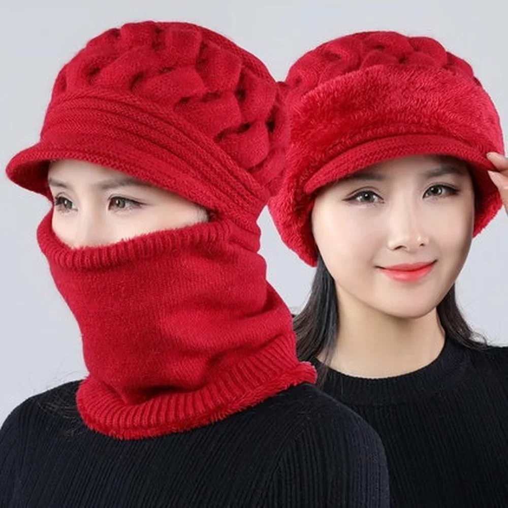 

Plush Lined Knitted Balaclava Windproof Winter Hat with Thermal Hood for Women Elderly Arctic Cold Weather