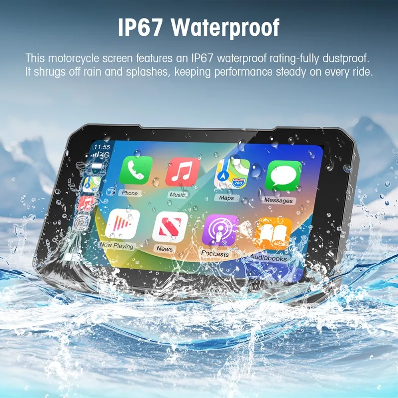 For Ezonetronics 5 Inch Touch Screen Motorcycle CarPlay Screen Support Wireless CarPlay and Android Auto IP67 Waterproof New