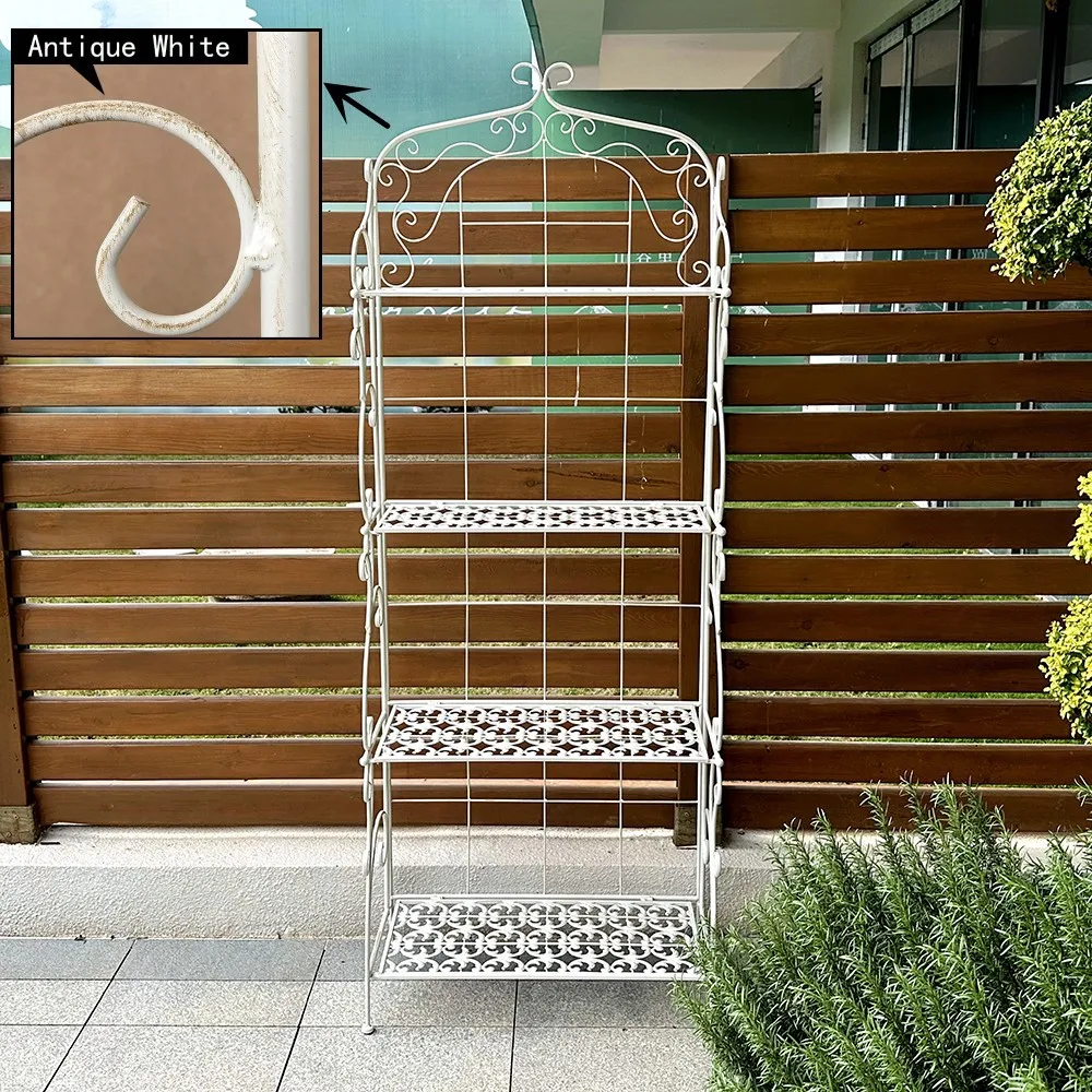 Retro balcony wrought iron multi-layer flower stand courtyard flowershop succulent flowerpot foldablestorage rack floor type