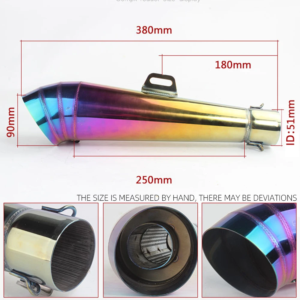 For FZ1 R6 R15 ZX6R ZX10 Z900 1000 CBR1000 GSXR1000 Motorcycle GP exhaust muffler with DB killer Universal 51mm caliber