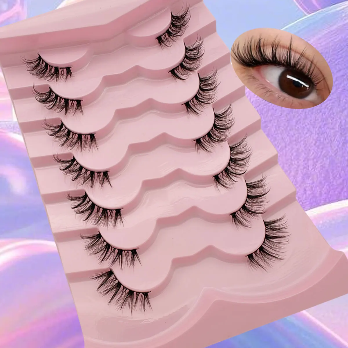 7 أزواج ثلاثية الأبعاد متعددة الطبقات رقيق نصف رموش عين القطة الطبيعية الرموش الصناعية سهلة الارتداء متعددة الاستخدامات للمناسبات المختلفة #2