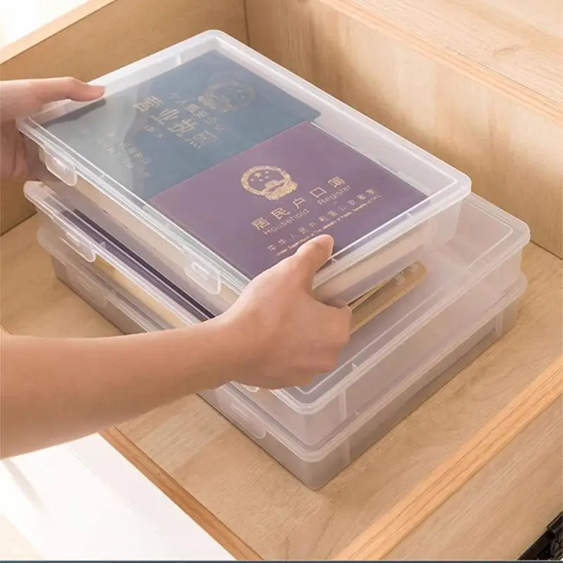 plastic-flip-cover-file-storage-box-certificate-document-organizer-home-use-archive-box-simple-style-jewelry-box-organizer
