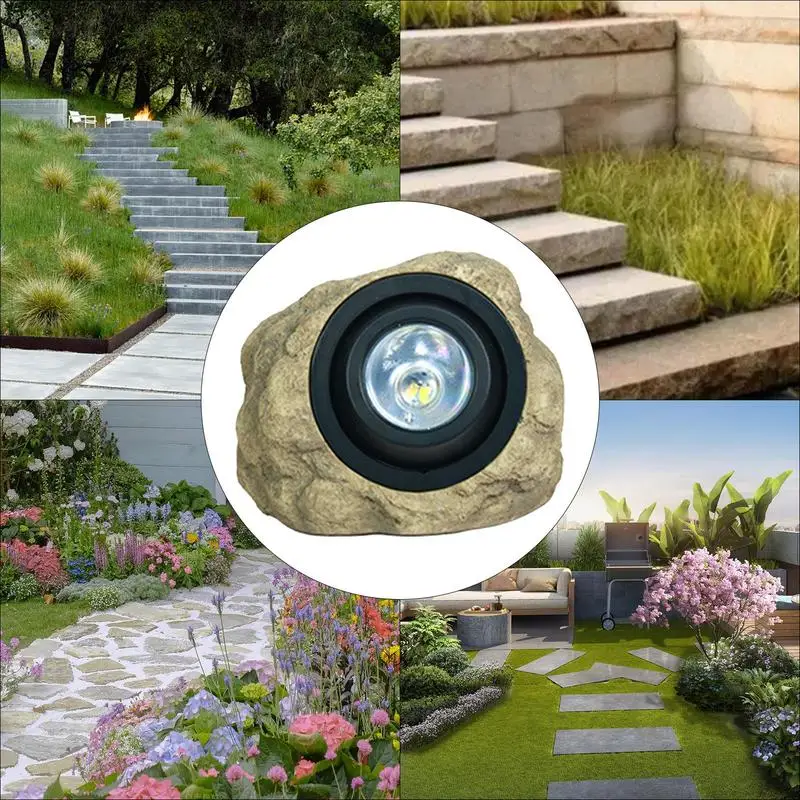 Solar Rock Lights Courtyard Landscape Spotlight Outdoor Lighting Courtyard Imitation Stone Landscape Lamp Waterproof Resin Rock