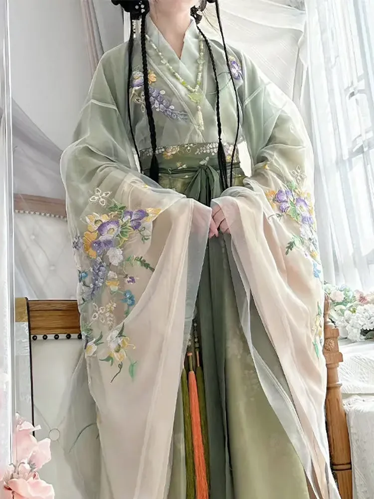 Jupe Ru de la dynastie Tang, robes de fée imprimées florales améliorées pour femmes, robe de soirée élégante traditionnelle chinoise Hanfu Custume Chic