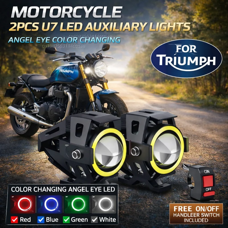 

Waterproof Motorcycle LED Headlight 3000LMW U7 Motorbike LED Driving Fog Spot Light with Switch For Triumph Scrambler 400X 400 X