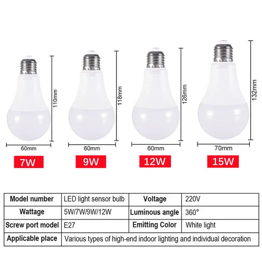 Умная лампа для сада, E27, 15 Вт, 12 Вт, 9 Вт, 7 Вт