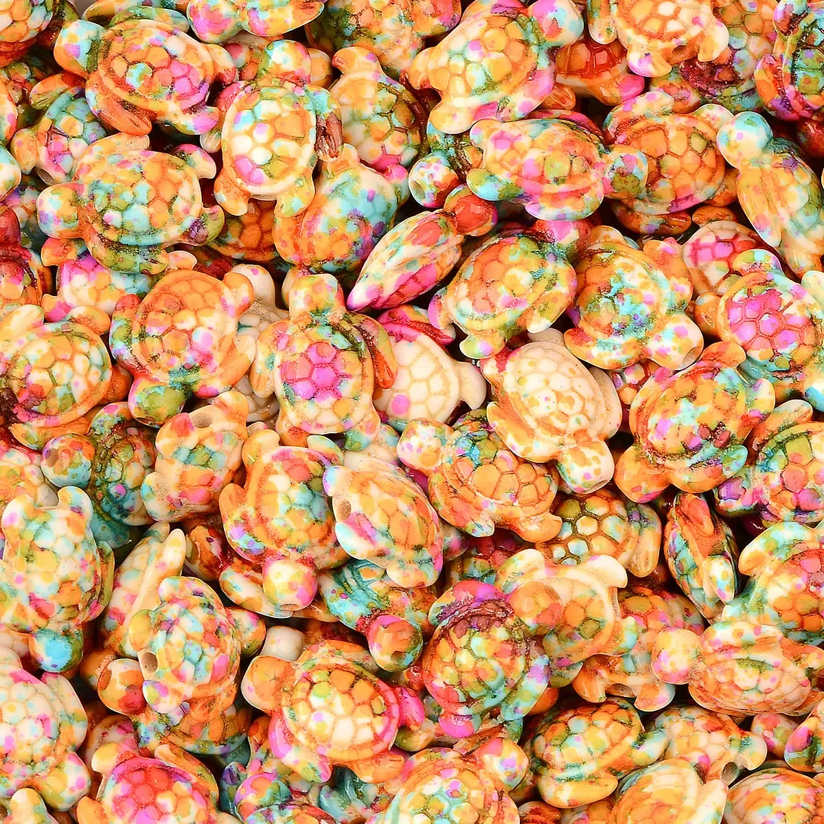 حبات الفيروز لصنع المجوهرات ، مزيج ألوان عشوائي ، حجر طبيعي ، شكل سلحفاة بحرية ، سوار مطرز بنفسك ، نتائج ، 20 ~ ، 1.4 × 1.7 سم