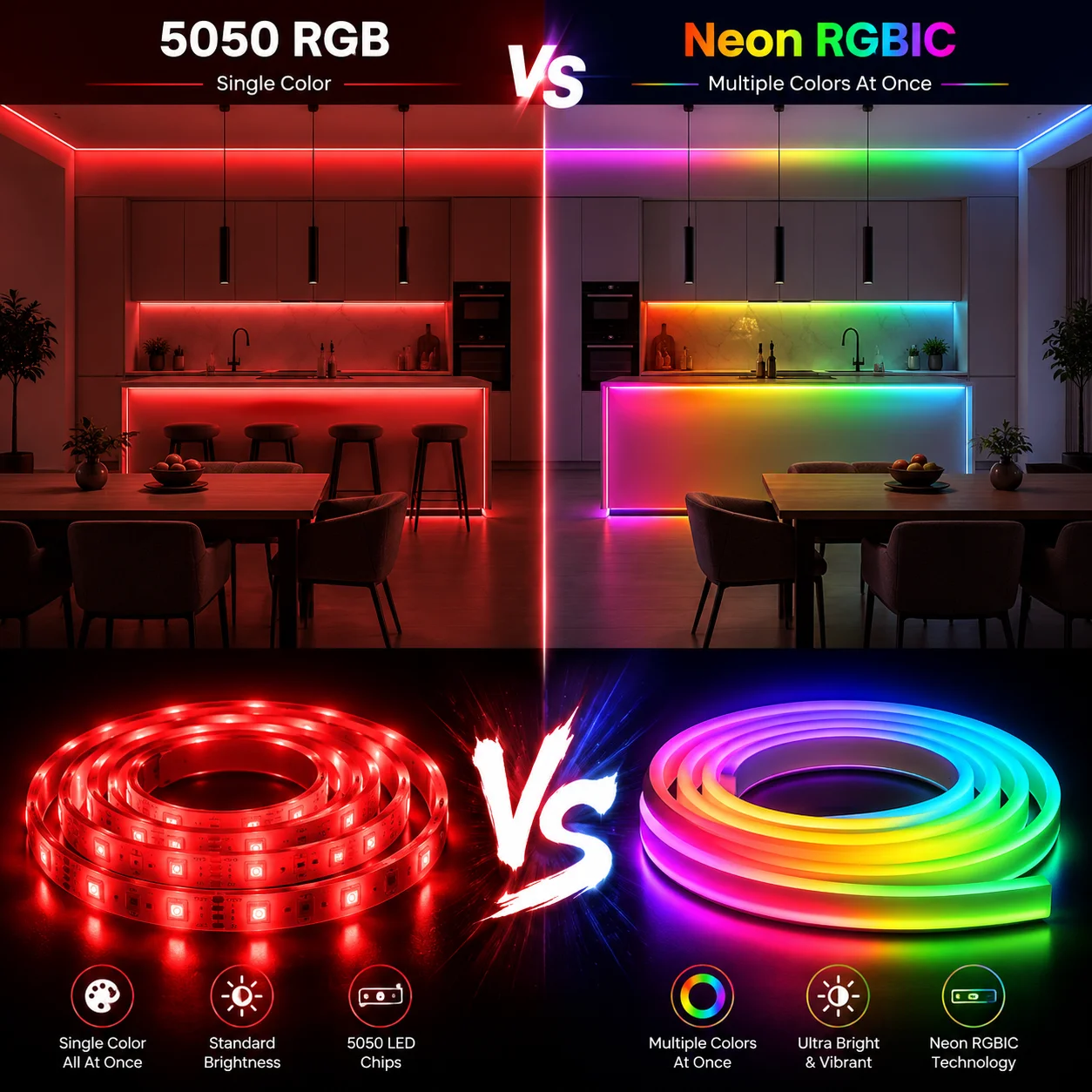 5V USB RGBIC Neon LED Strip Lights with Bluetooth APP Control Music Sync Waterproof Flexible Tape for Gaming Room Party Decor
