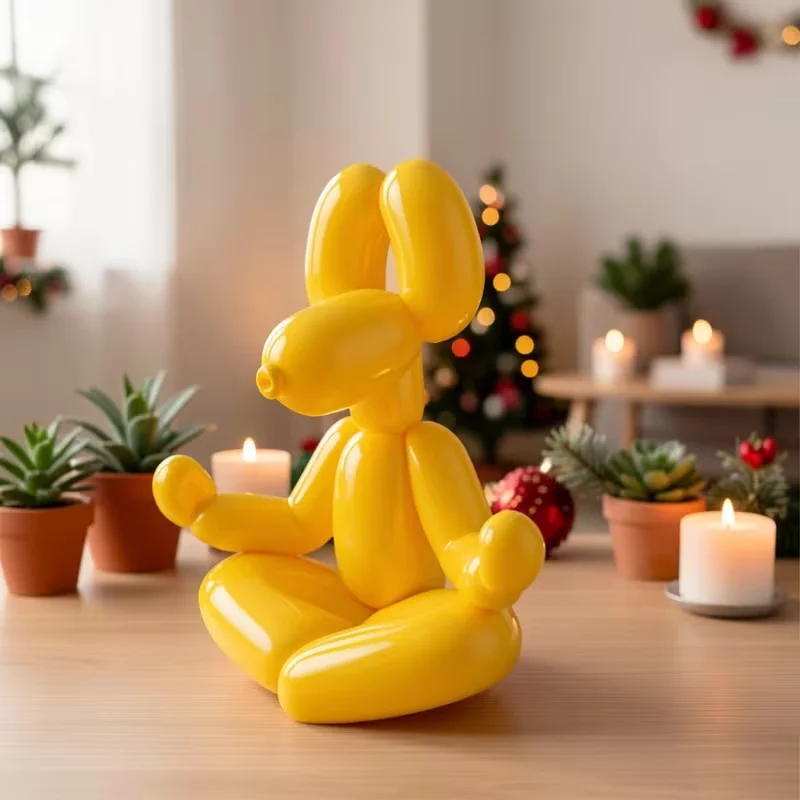 1 Pcs Cute Meditation Balloon Dog Statue Ornament, Puppy Ornament Fun Small Sculpture
