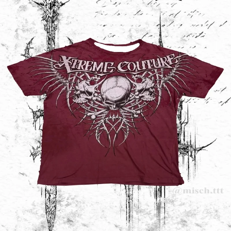 

2026 Trendy Y2K Affliction Retro T-shirt Men Hip Hop Gothic American Casual Printed Pattern shirt Trend Street Tops Breathable